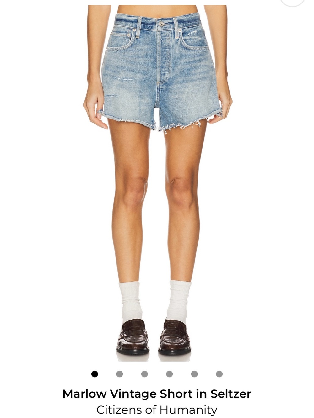 Citizens Of Humanity Light Blue High-Rise Frayed Denim Shorts